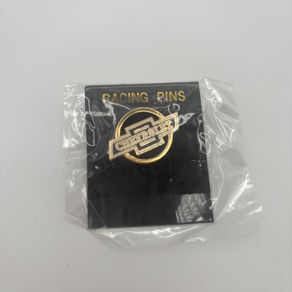Chevrolet Racing Pin Gold Bowtie‎ Logo Enamel Lapel Accessory Vintage